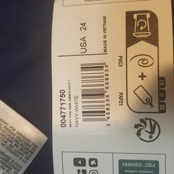 Arena men's team Jammer solid f usa 24 Navy white swim trunk nwt - Picture 4 of 6